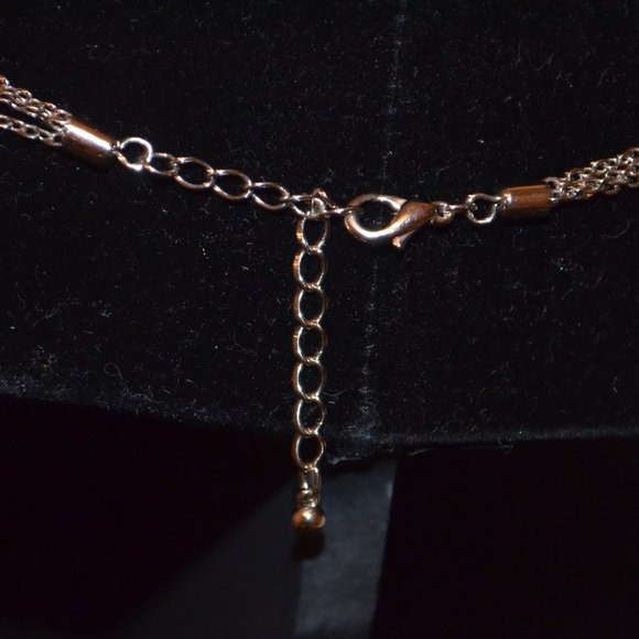 Vintage 3 Chained Necklace w/ Teardrop Shaped Pendant - Picture 3 of 3